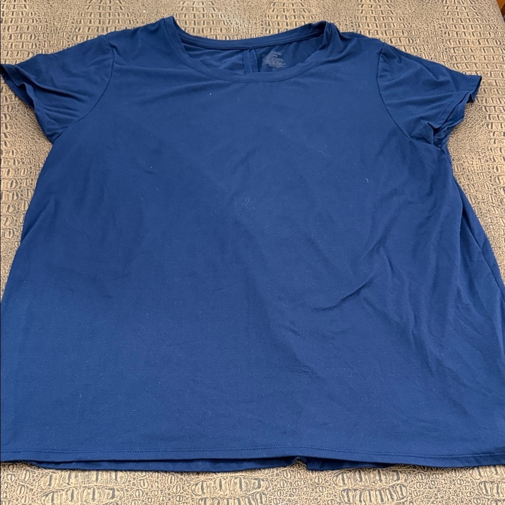 Cuddl Duds Flexwear Navy Blue Short Sleeve Top Women’s 1X